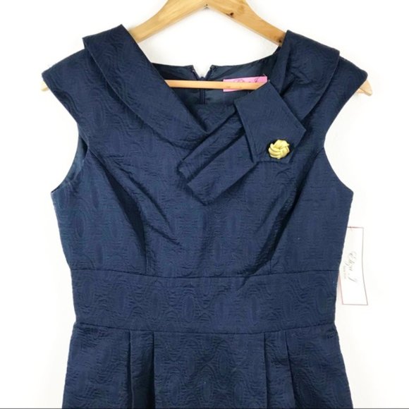 Eliza J Navy Missy Textured Sheath Dr… - Picture 7 of 12